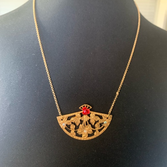 Necklace fan brass filigree - Picture 1 of 9